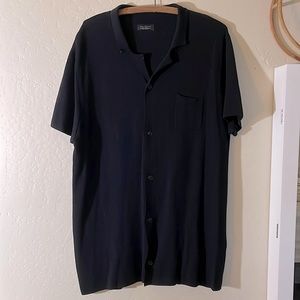 ZARA MAN Black Short Sleeve Button Down Shirt Size XL